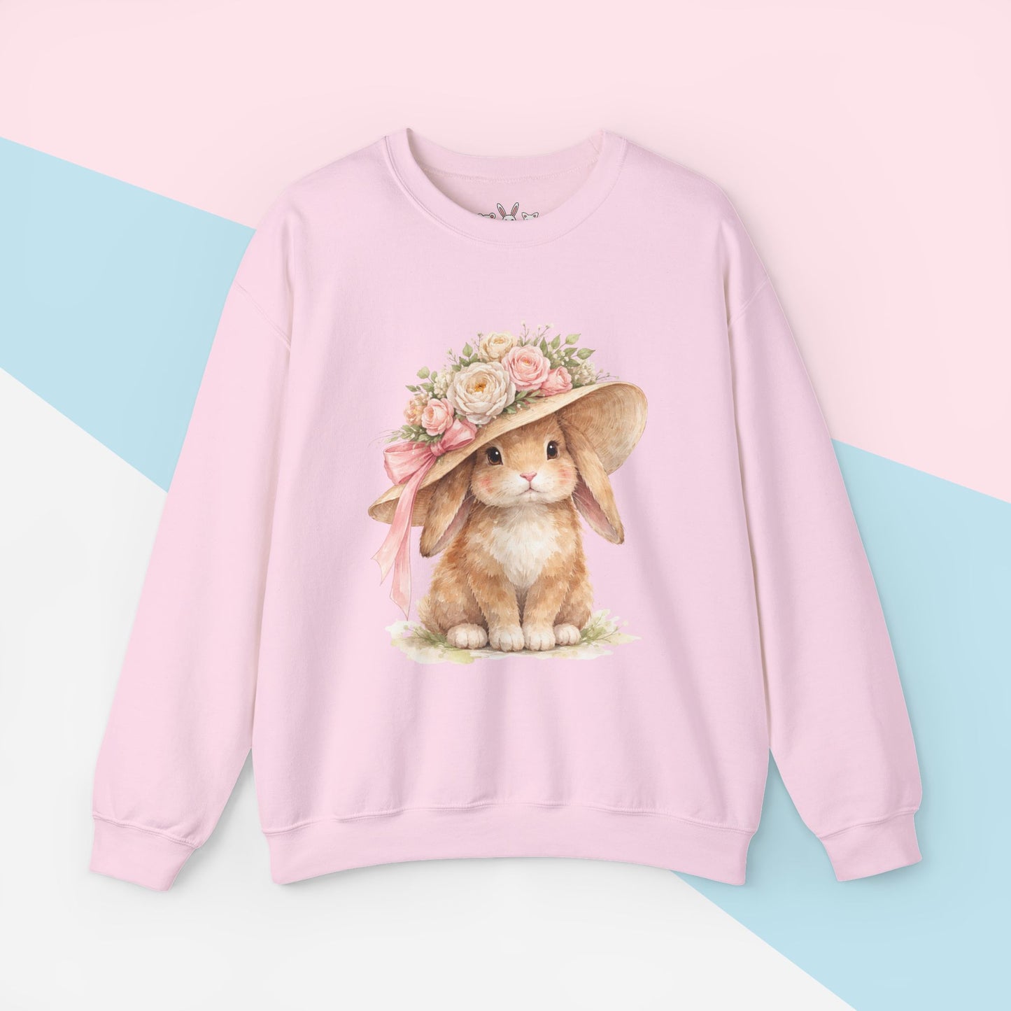 Floral Sun Hat Bunny Sweatshirt | Cottagecore Southern Garden Tea Party Graphic Shirt