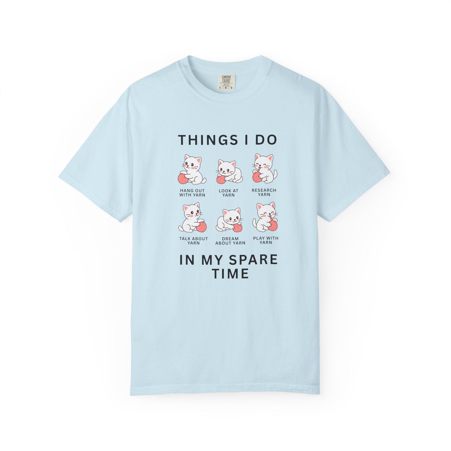 Funny Cute Cat Shirt | Spare Time Activities with Yarn Short Sleeve Tee