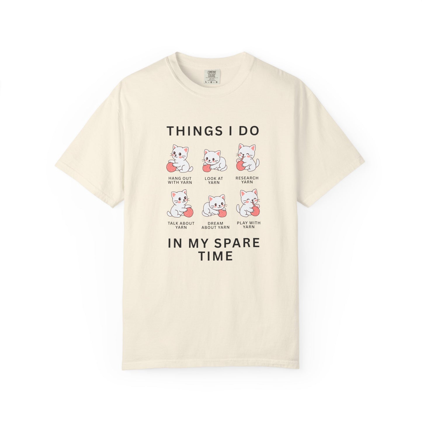 Funny Cute Cat Shirt | Spare Time Activities with Yarn Short Sleeve Tee