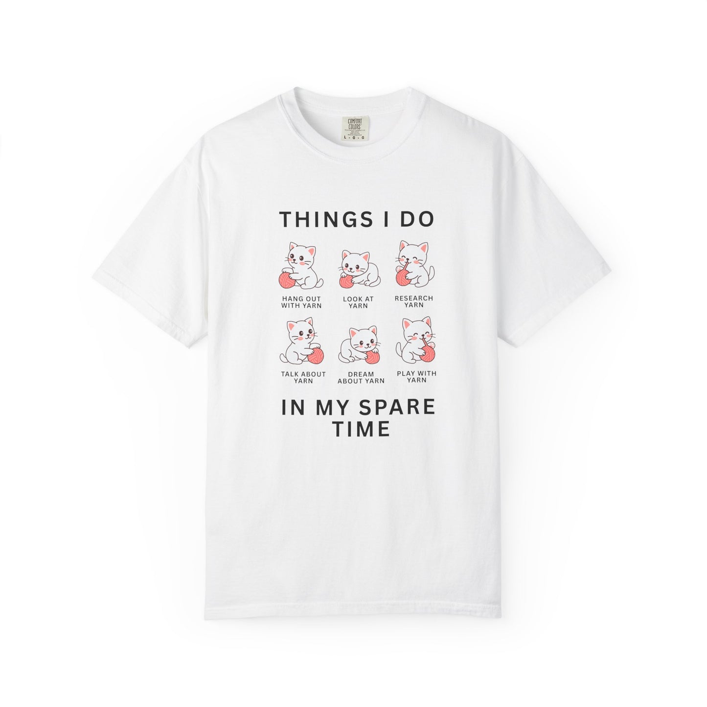Funny Cute Cat Shirt | Spare Time Activities with Yarn Short Sleeve Tee