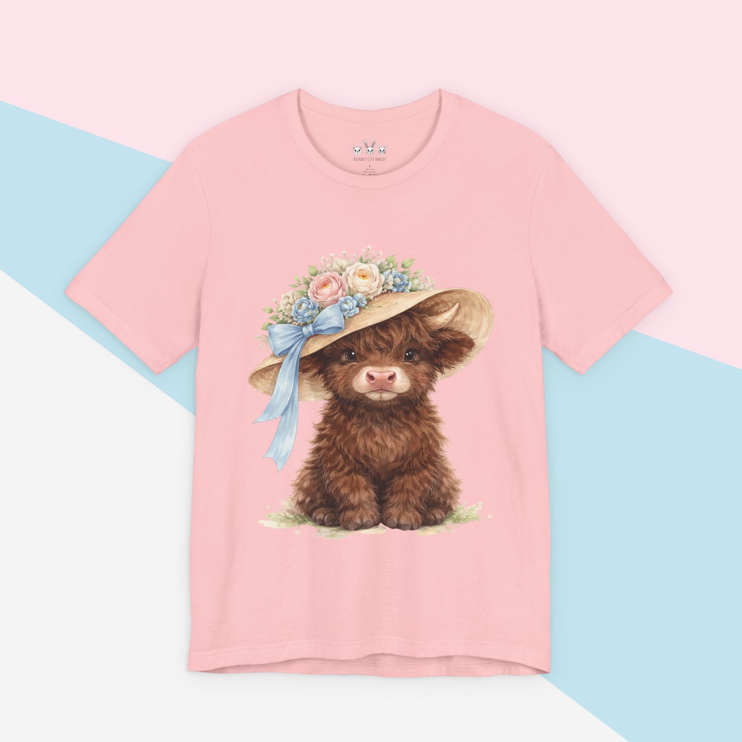 Floral Sun Hat Highland Cow Shirt | Cottagecore Southern Garden Tea Party Graphic Shirt