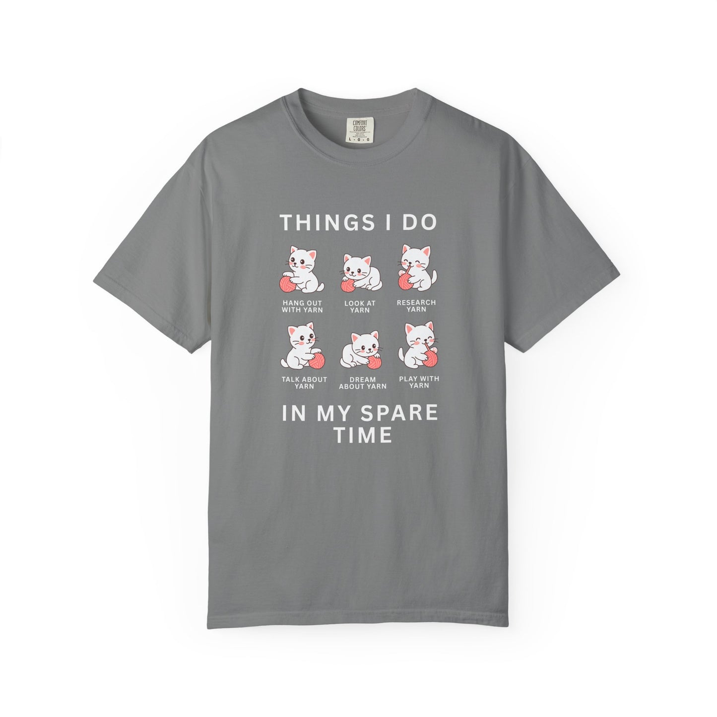 Funny Cute Cat Shirt | Spare Time Activities with Yarn Short Sleeve Tee
