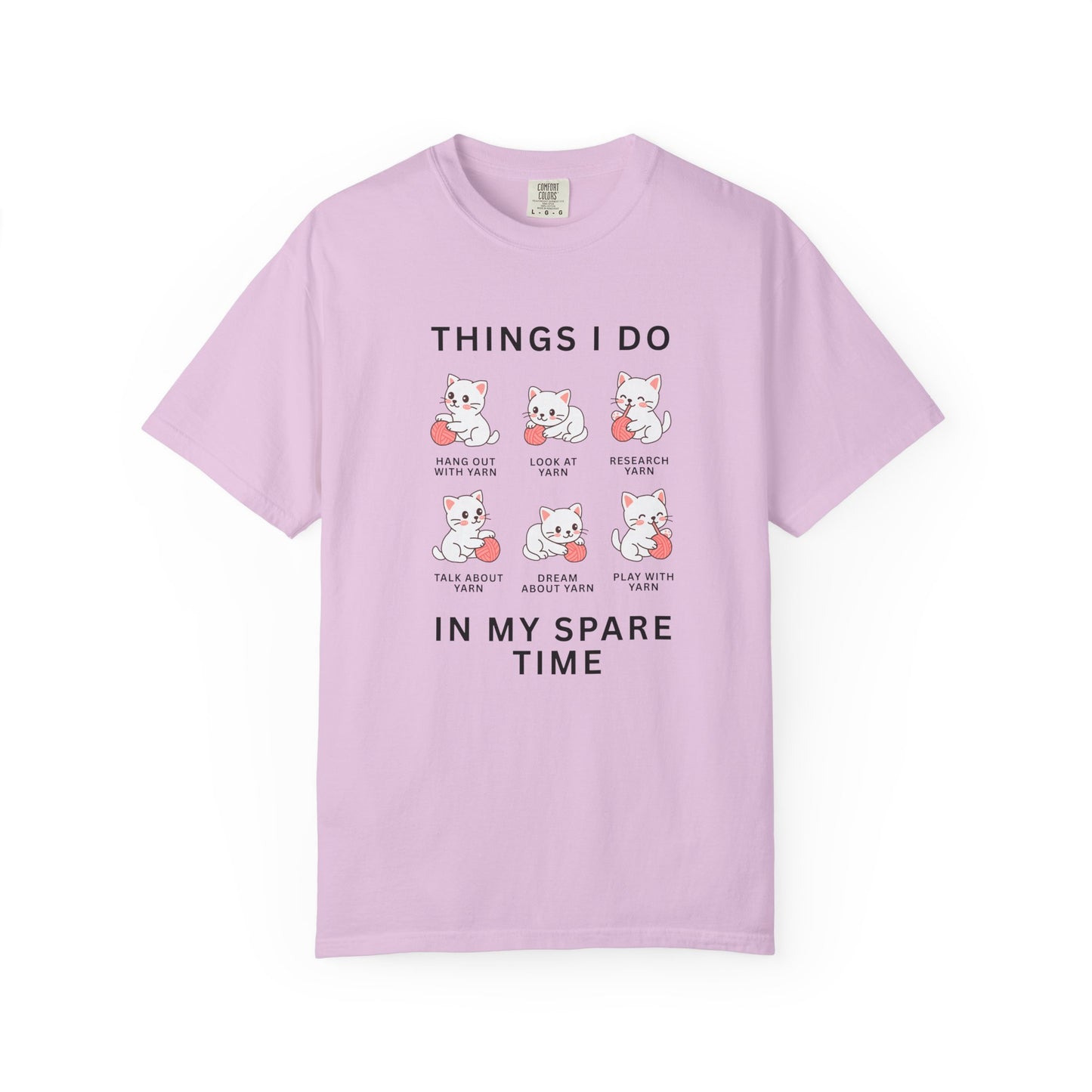 Funny Cute Cat Shirt | Spare Time Activities with Yarn Short Sleeve Tee
