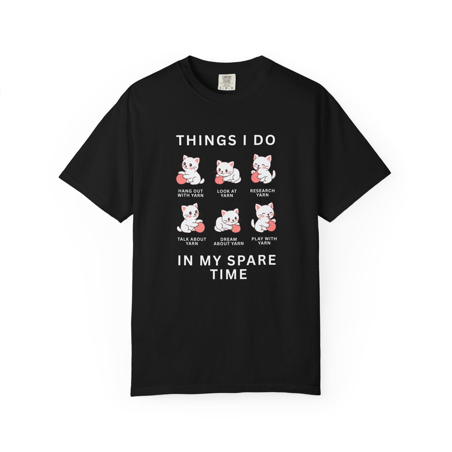 Funny Cute Cat Shirt | Spare Time Activities with Yarn Short Sleeve Tee