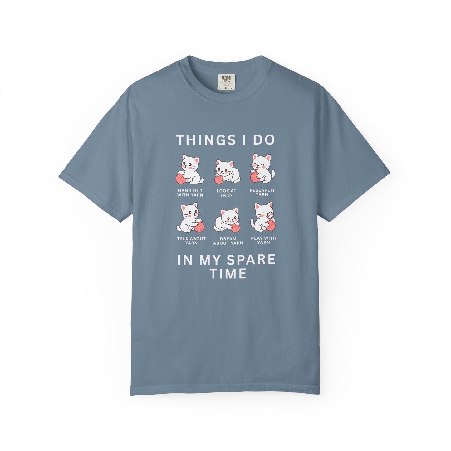 Funny Cute Cat Shirt | Spare Time Activities with Yarn Short Sleeve Tee
