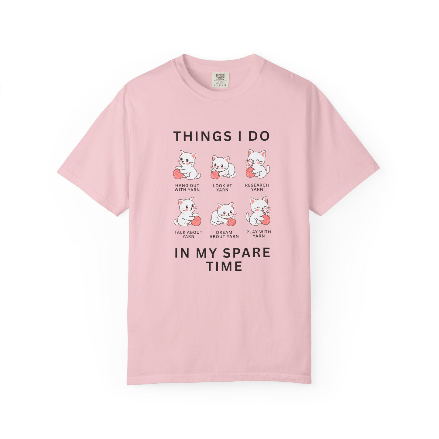 Funny Cute Cat Shirt | Spare Time Activities with Yarn Short Sleeve Tee