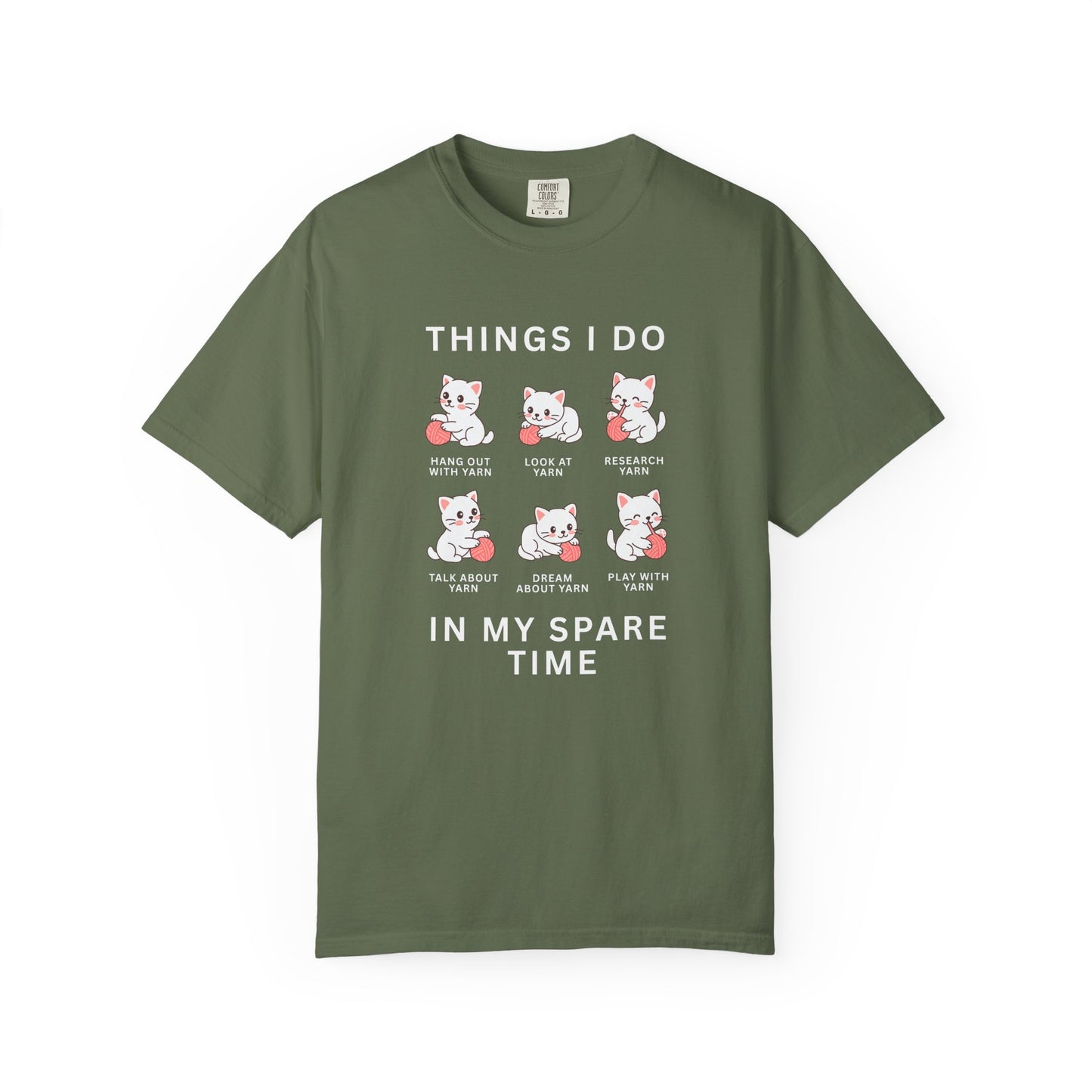 Funny Cute Cat Shirt | Spare Time Activities with Yarn Short Sleeve Tee