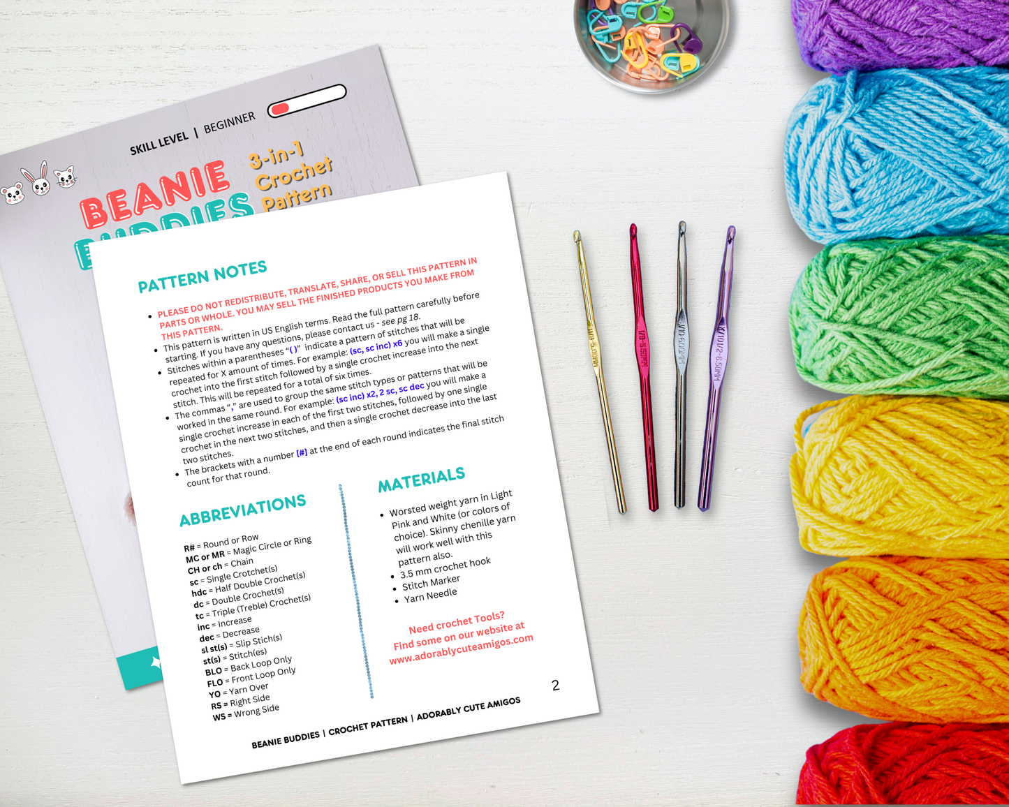 Beanie Buddies Animal Applique Crochet Pattern | Digital Download PDF | Bear, Kitty and Bunny