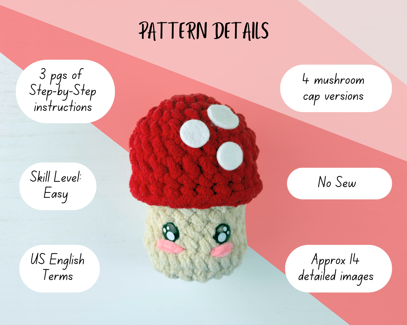 Mushroom Crochet Pattern | Amigurumi Digital Download PDF Tutorial | Toadstool