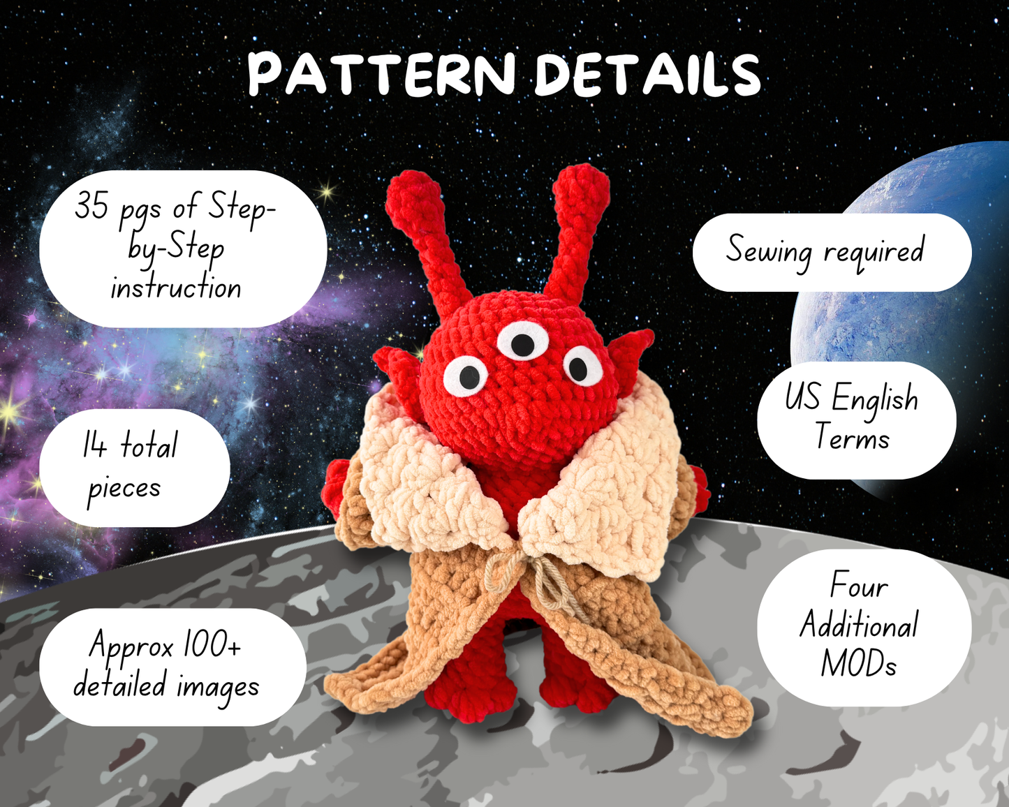 Robey The Alien Crochet Pattern | Amigurumi Digital Download PDF Tutorial | Bundle