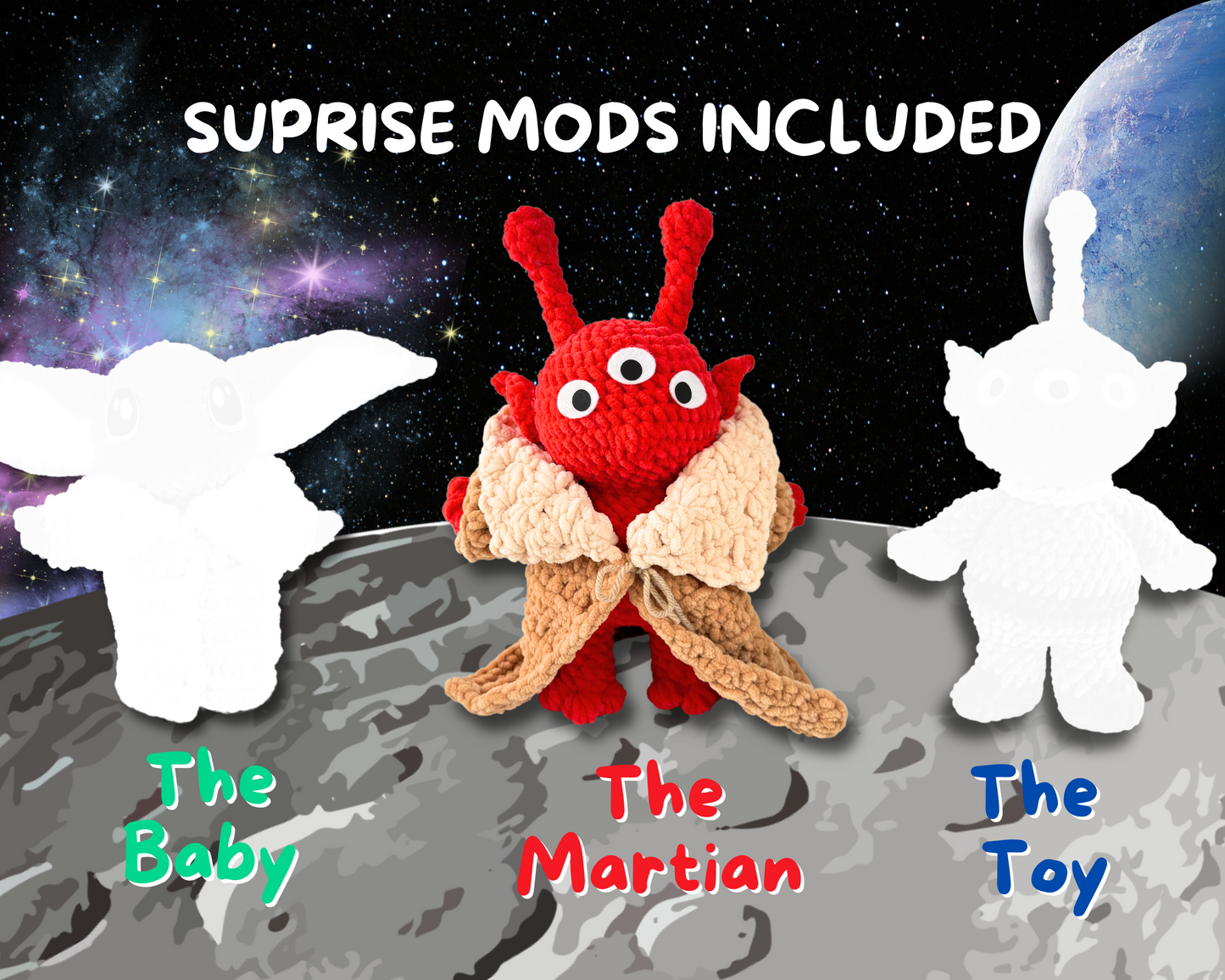 Robey The Alien Crochet Pattern | Cute Fantasy Creature Amigurumi Plush | Beginner DIY Handmade Space Toy Project