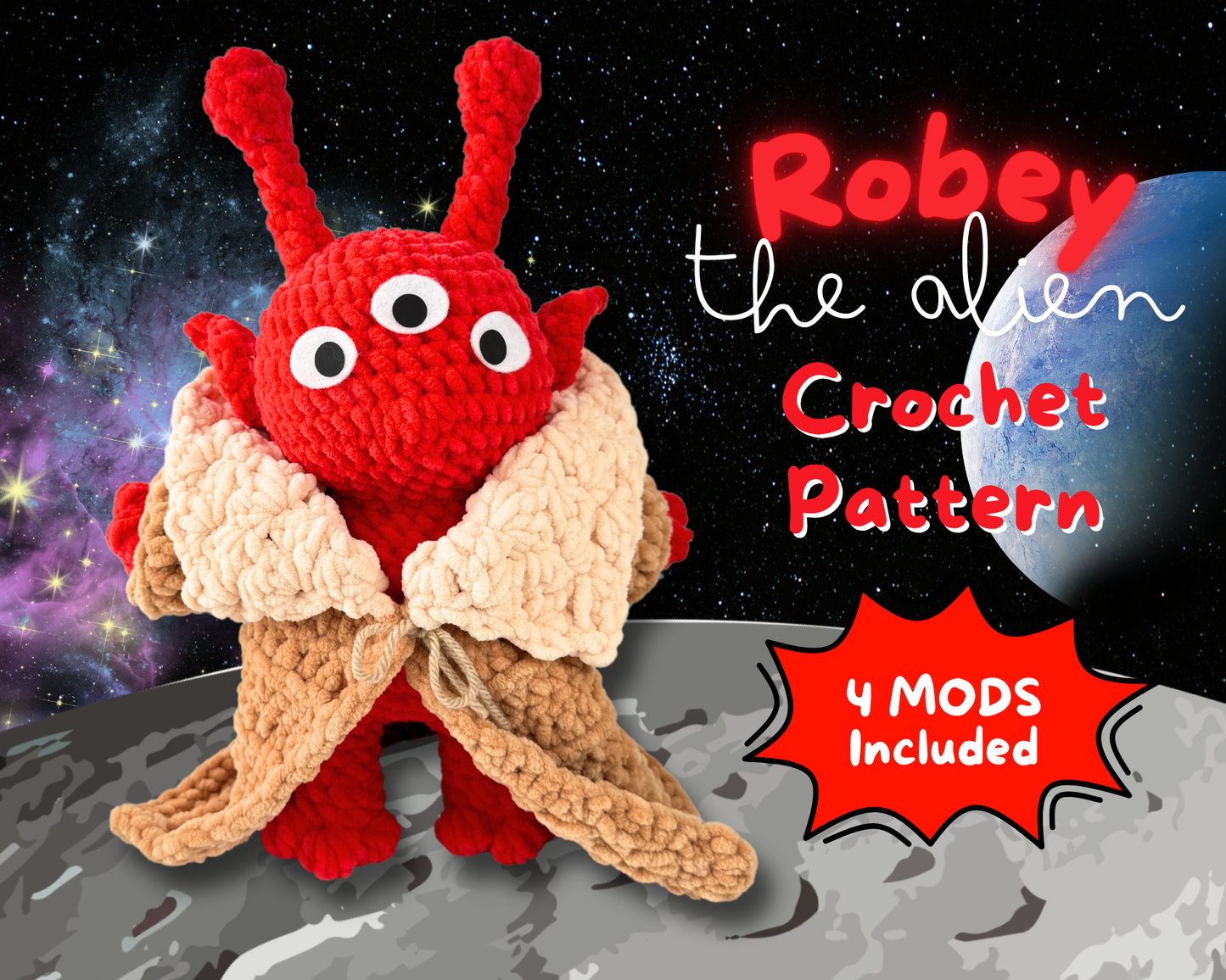 Robey The Alien Crochet Pattern | Amigurumi Digital Download PDF Tutorial | Bundle