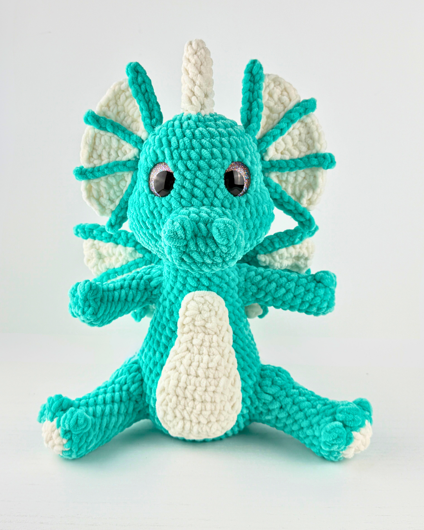 Dewdrop Water Dragon Plush | Aqua Crochet Amigurumi Plushie | Cute Handmade Gift