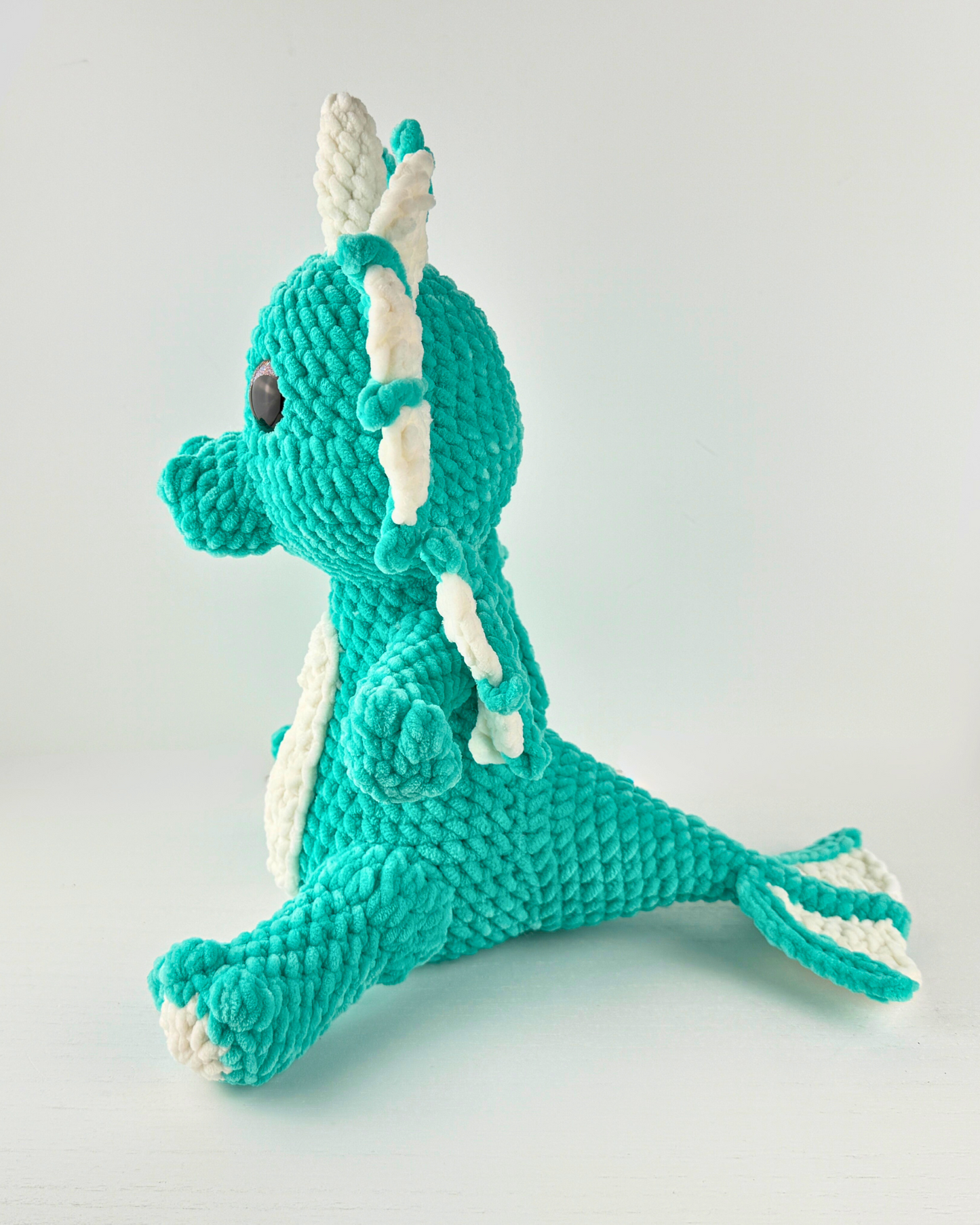 Dewdrop Water Dragon Plush | Aqua Crochet Amigurumi Plushie | Cute Handmade Gift