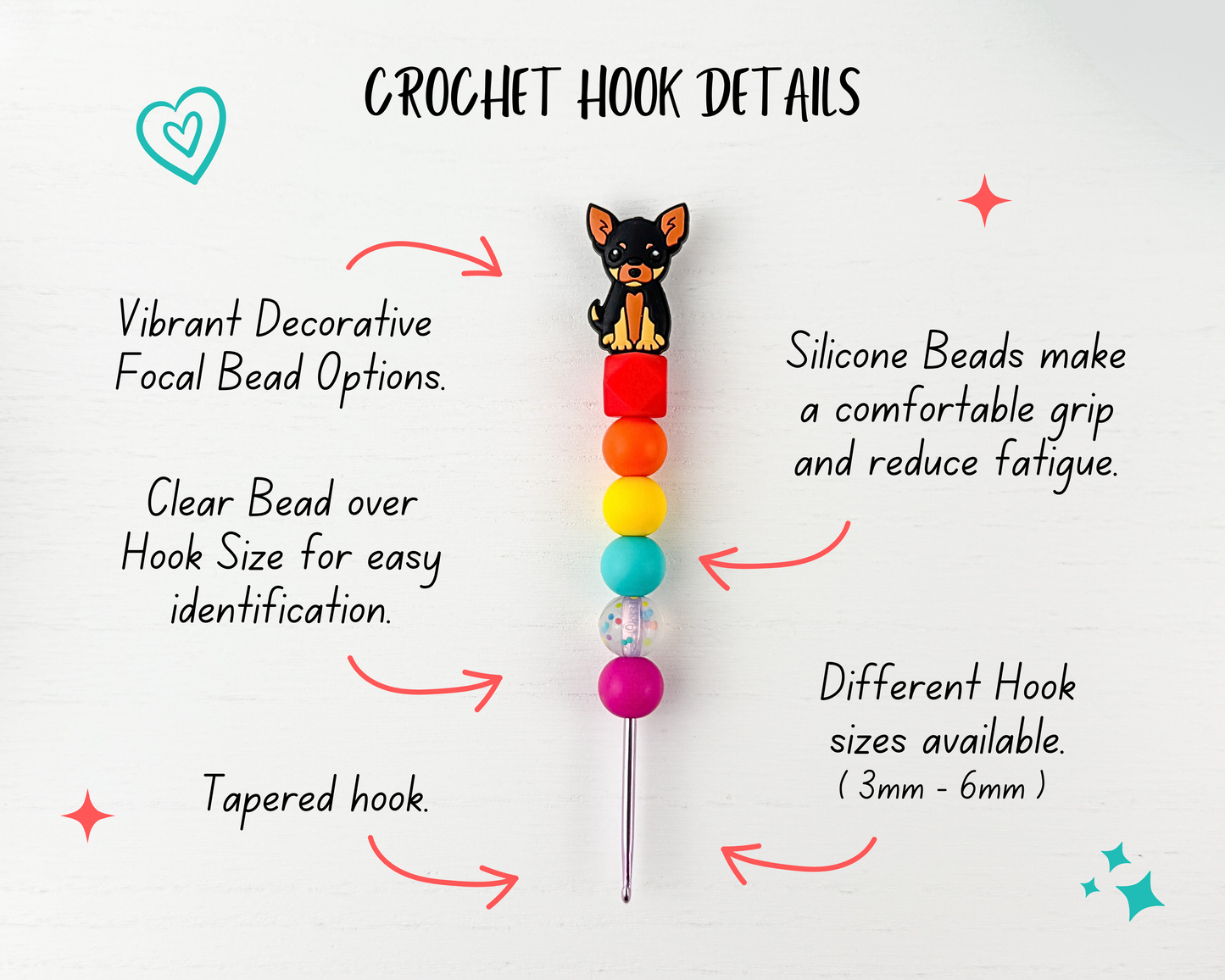 5 mm Custom Crochet Hook | Kawaii Dog Charm