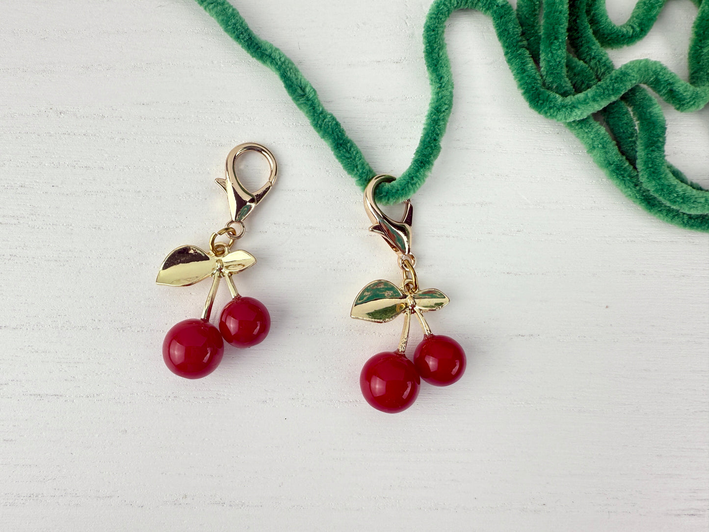 Cherry Stitch Marker with Lobster Clasp