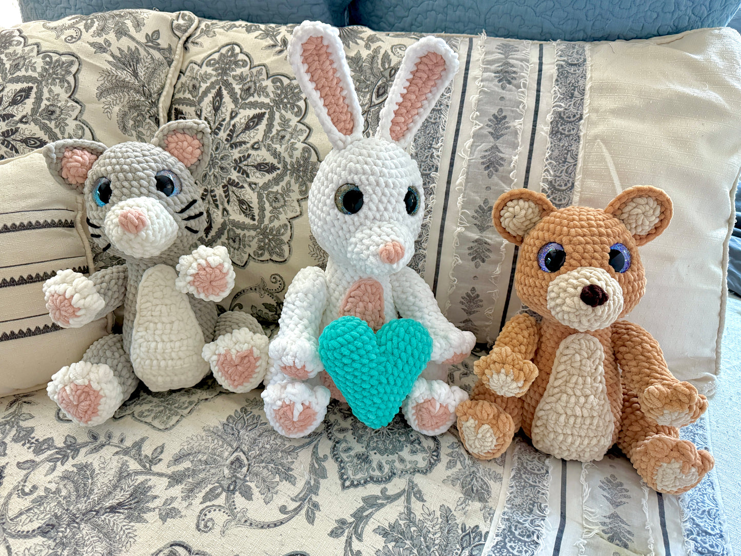 Amigos Crochet Pattern | Amigurumi Digital Download PDF Tutorial | Teddy Bear, Bunny and Cat