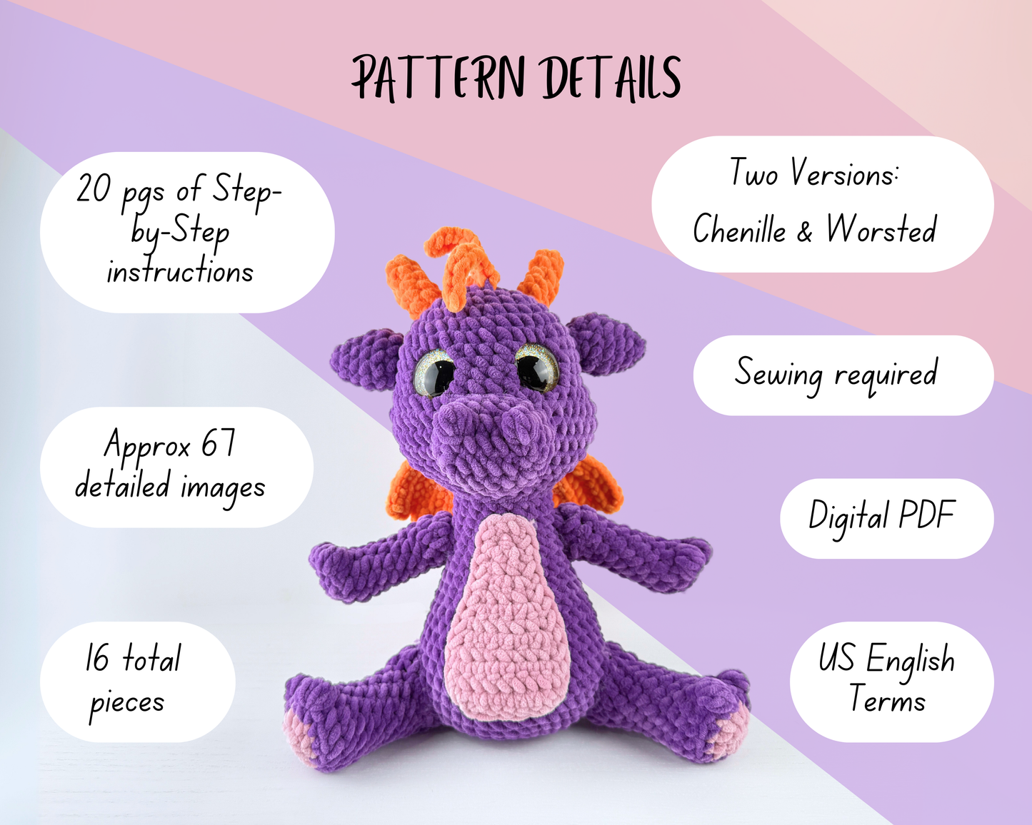 Fantasy Dragon Crochet Pattern | Amigurumi Digital Download PDF Tutorial | Dreamscale