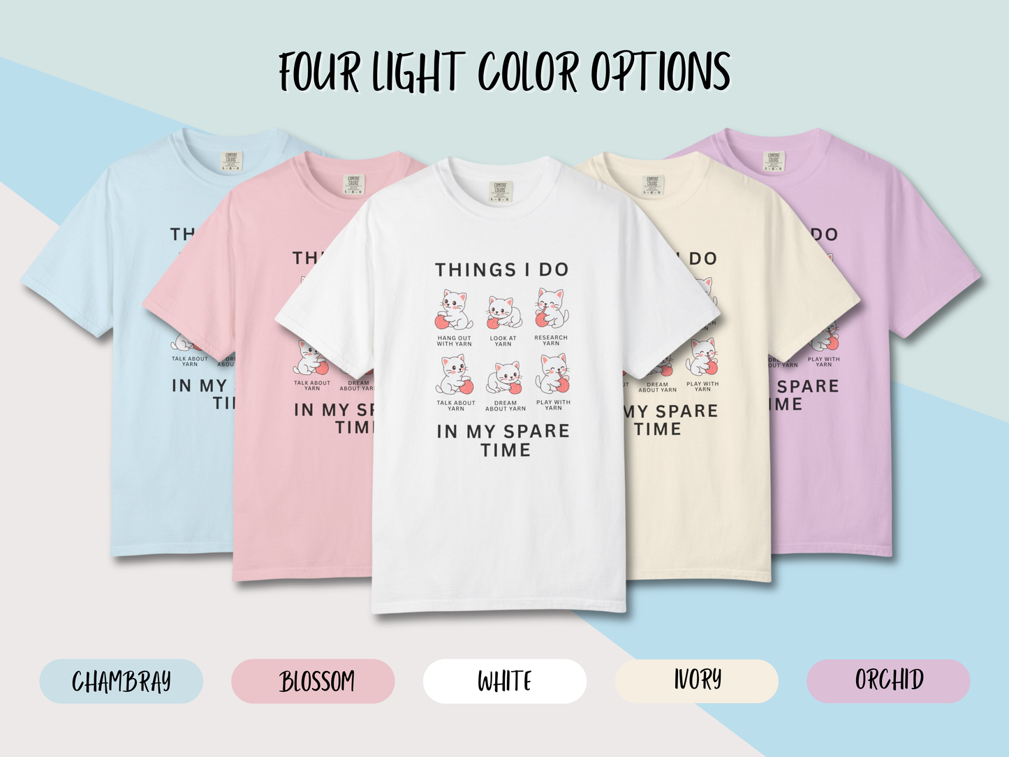 Funny Cute Cat Shirt | Spare Time Activities with Yarn Short Sleeve Tee
