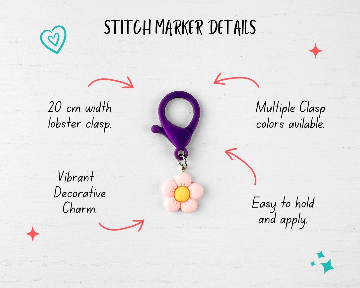 Custom Stitch Marker with Lobster Clasp | Daisy Flower Charm