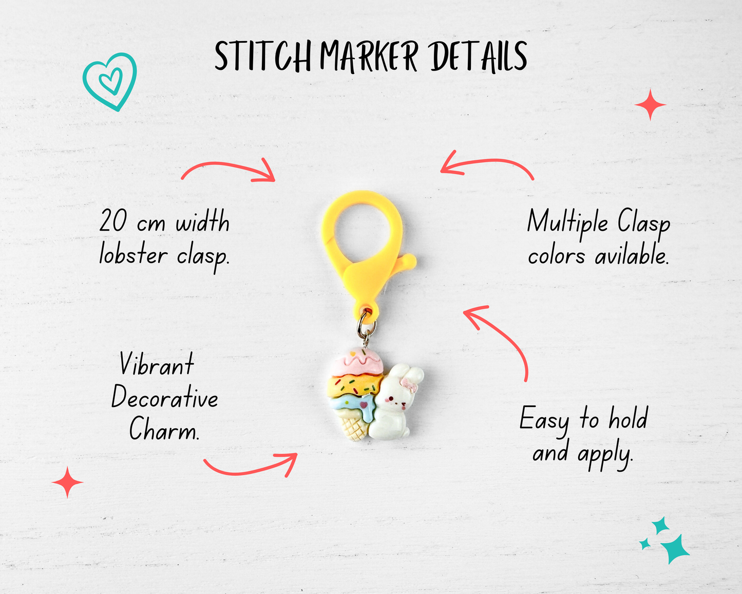 Custom Stitch Marker with Lobster Clasp | Cute Bunny Charm