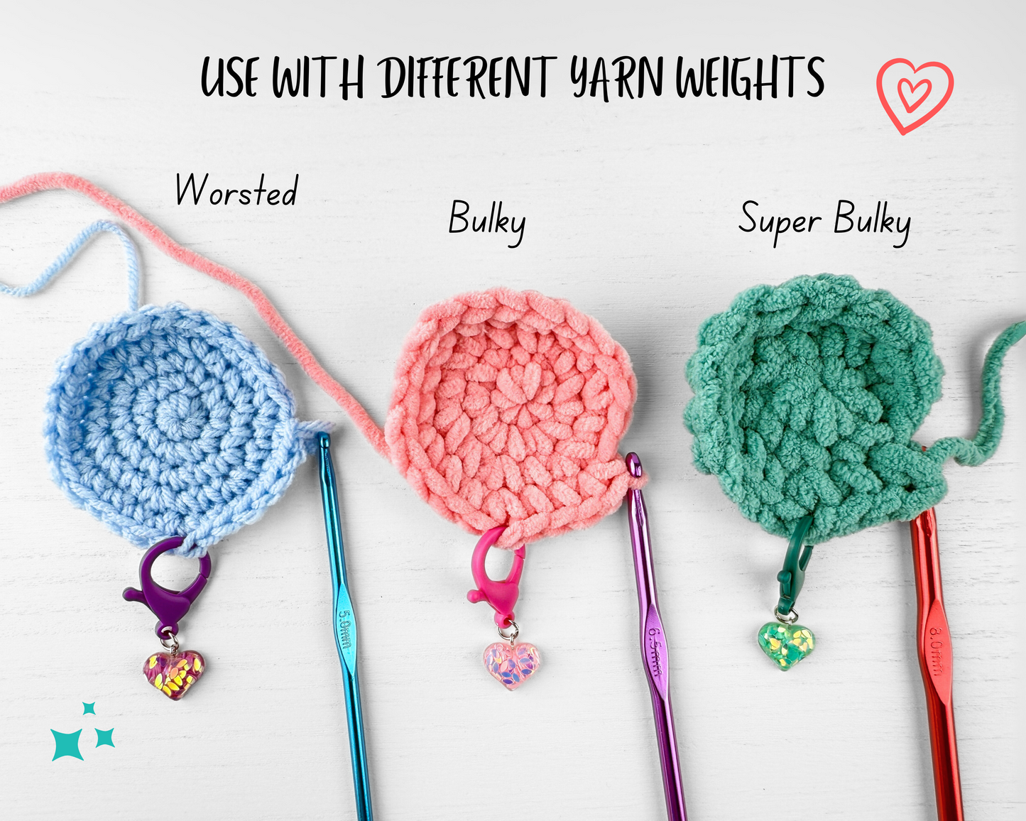 Custom Stitch Marker with Lobster Clasp | Glitter Heart Charm