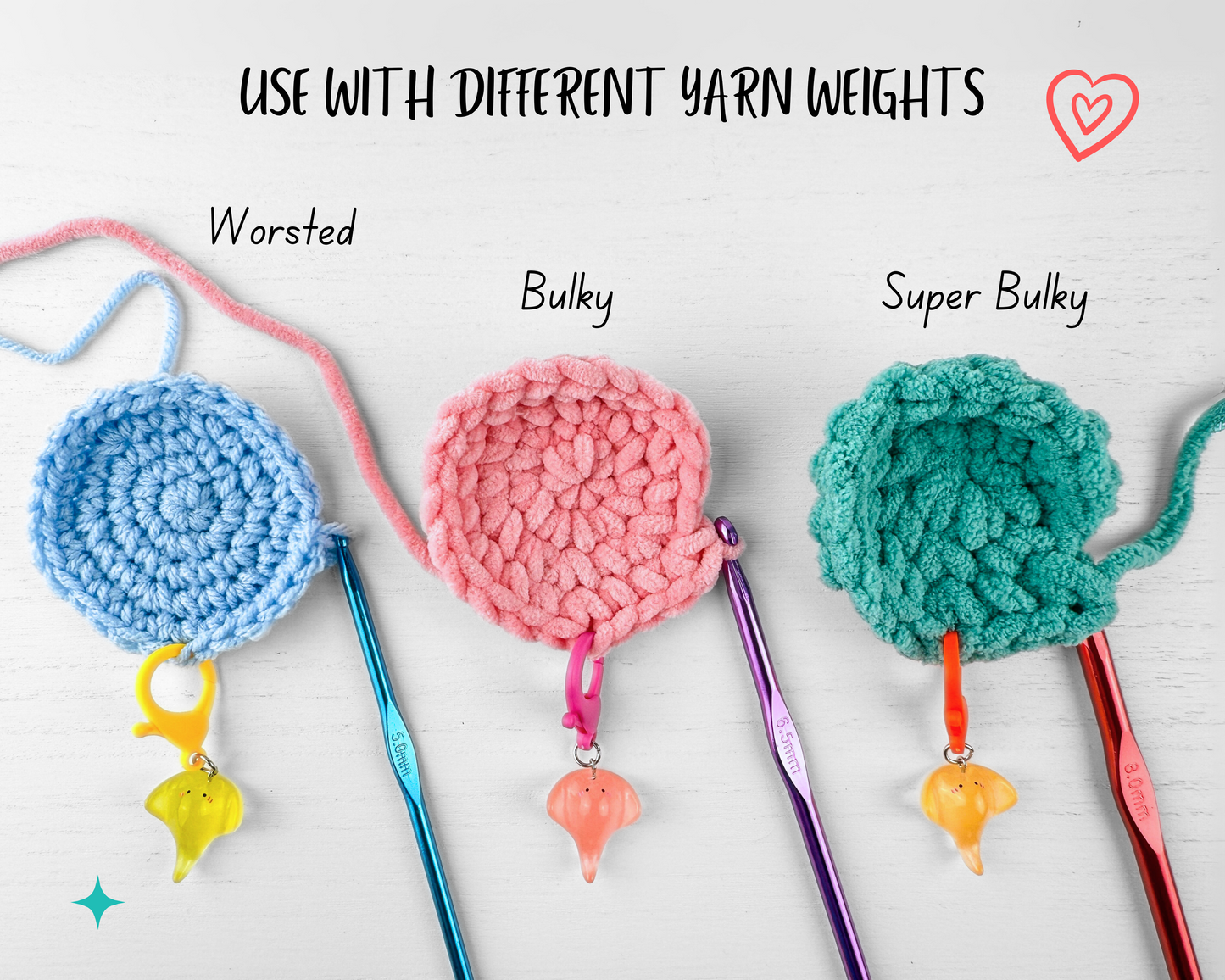 Stitch Marker Set with Lobster Clasp | Rainbow Stingray Charm