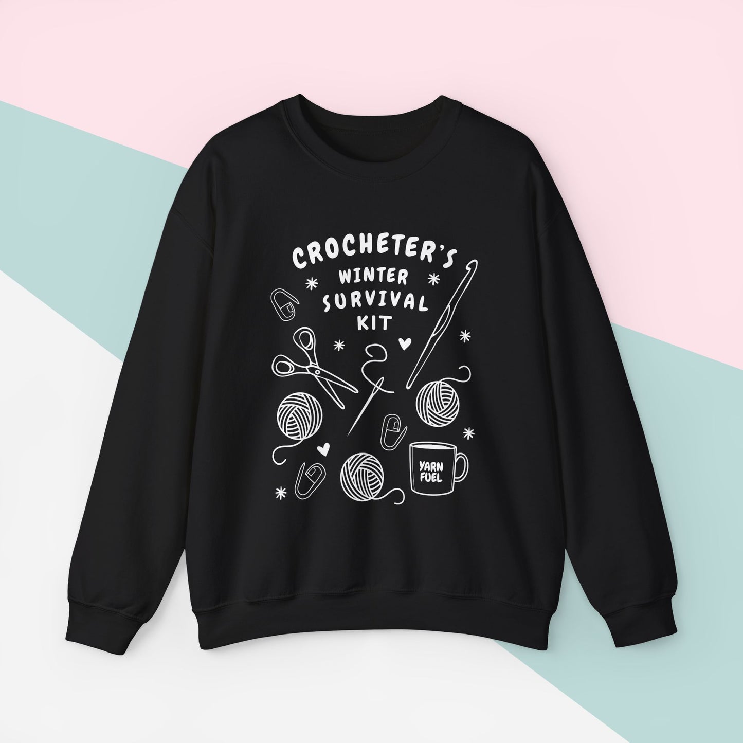 Funny Crochet Sweatshirt | Crocheter's Winter Survival Kit Sweater
