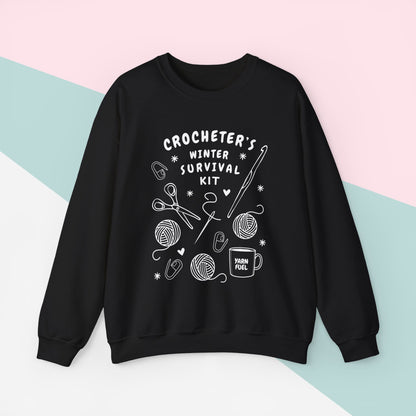 Funny Crochet Sweatshirt | Crocheter's Winter Survival Kit Sweater