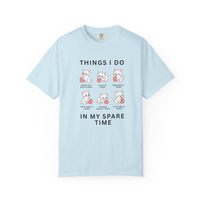 Funny Cute Cat Shirt | Spare Time Activities with Yarn Short Sleeve Tee