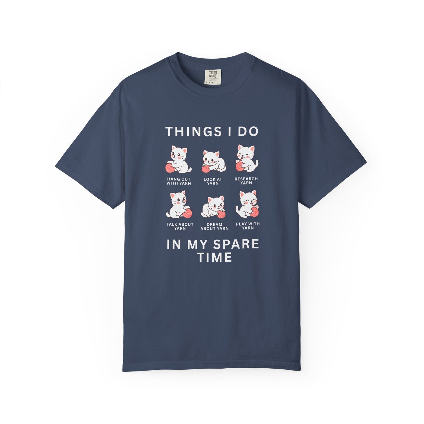 Funny Cute Cat Shirt | Spare Time Activities with Yarn Short Sleeve Tee