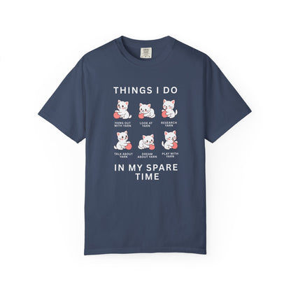 Funny Cute Cat Shirt | Spare Time Activities with Yarn Short Sleeve Tee