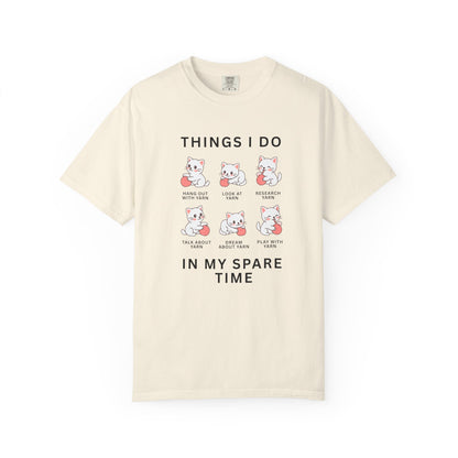 Funny Cute Cat Shirt | Spare Time Activities with Yarn Short Sleeve Tee