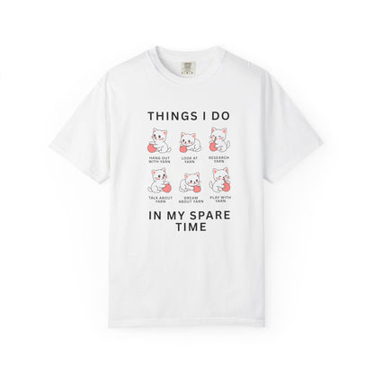Funny Cute Cat Shirt | Spare Time Activities with Yarn Short Sleeve Tee