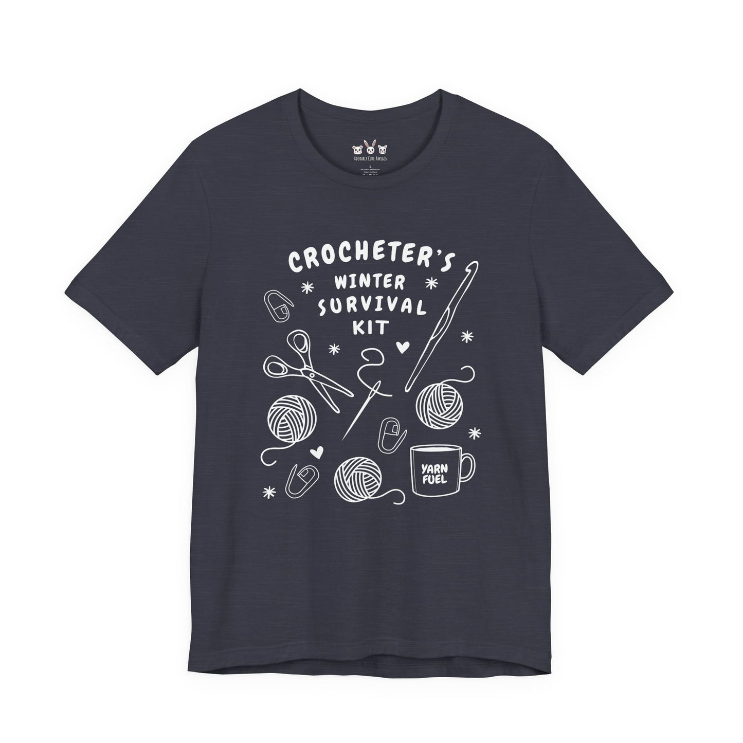 Funny Crochet Tee Shirt: "Crocheter's Winter Survival Kit"