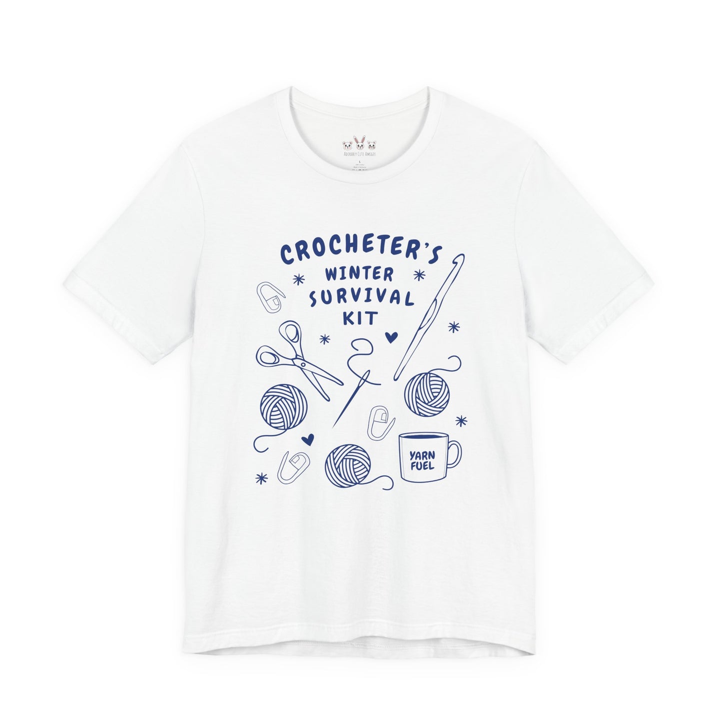 Funny Crochet Tee Shirt: "Crocheter's Winter Survival Kit"