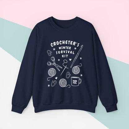 Funny Crochet Sweatshirt | Crocheter's Winter Survival Kit Sweater