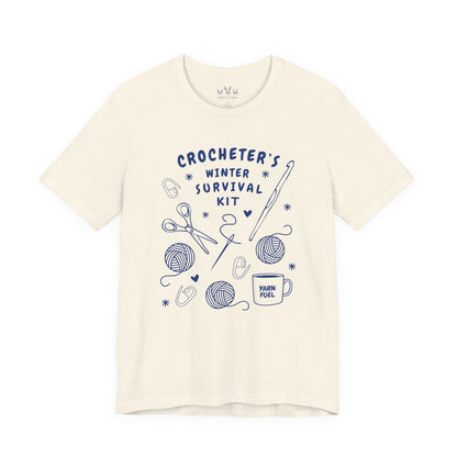 Funny Crochet Tee Shirt: "Crocheter's Winter Survival Kit"