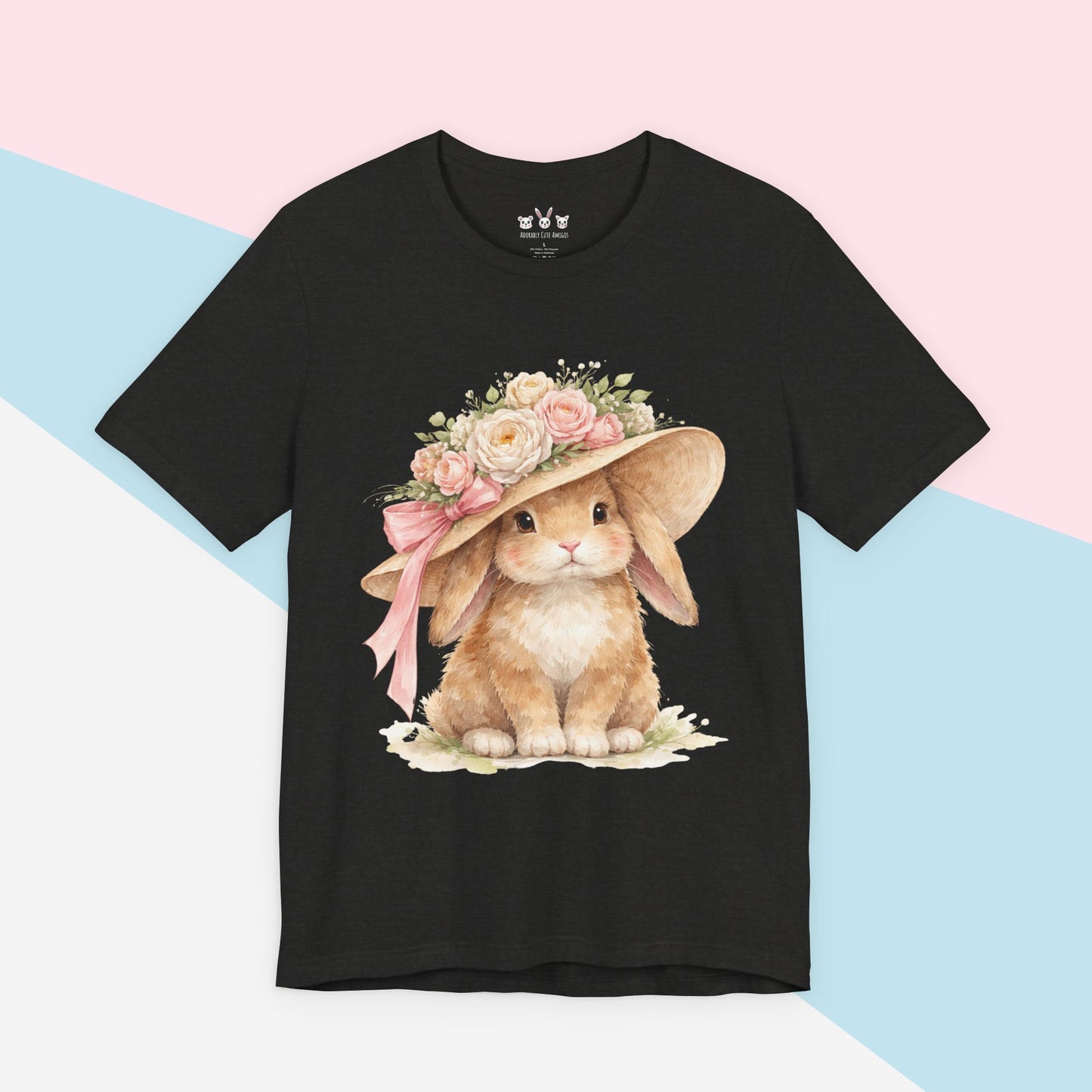 Floral Sun Hat Bunny Shirt | Cottagecore Southern Garden Tea Party Graphic Tee