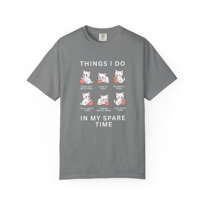 Funny Cute Cat Shirt | Spare Time Activities with Yarn Short Sleeve Tee