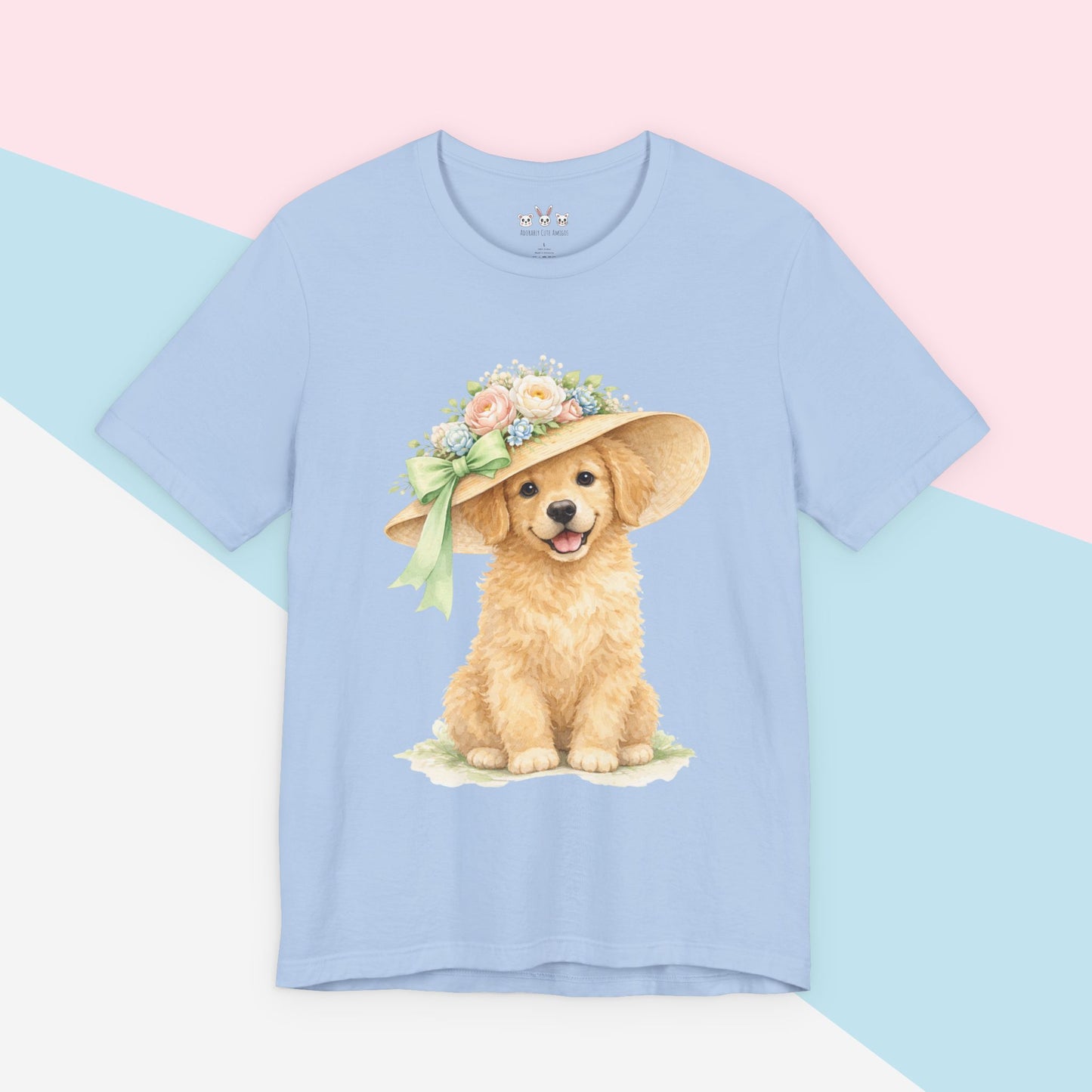 Floral Sun Hat Golden Retriever Dog Shirt | Cottagecore Southern Garden Tea Party Graphic Tee