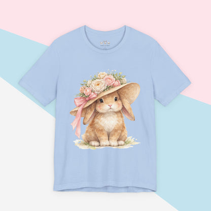 Floral Sun Hat Bunny Shirt | Cottagecore Southern Garden Tea Party Graphic Tee