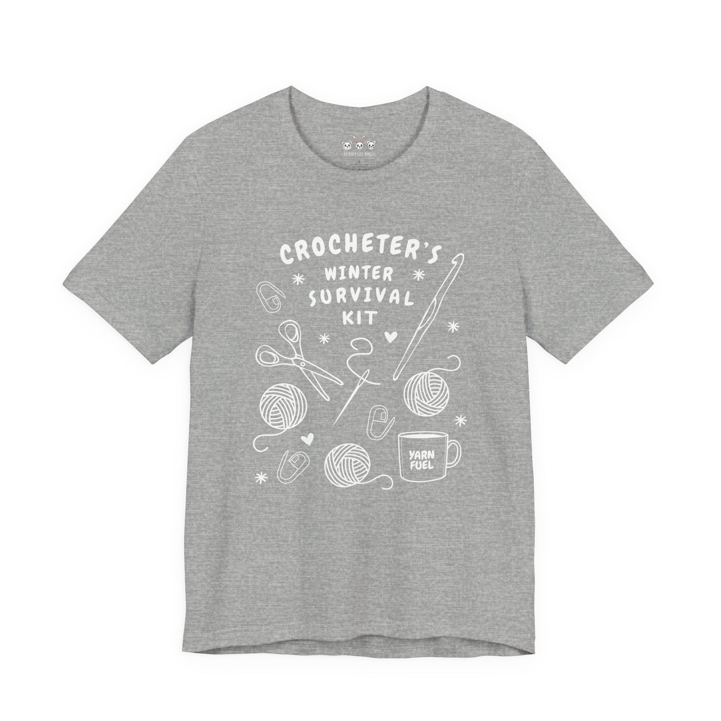 Funny Crochet Tee Shirt: "Crocheter's Winter Survival Kit"
