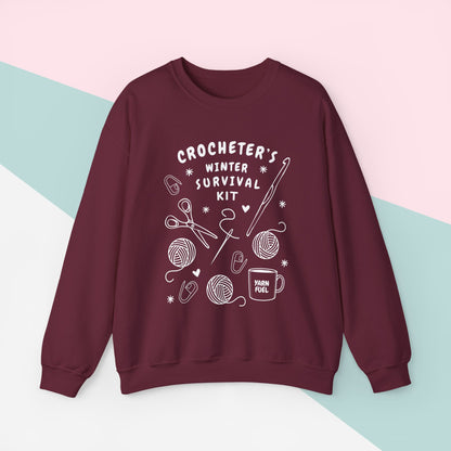 Funny Crochet Sweatshirt | Crocheter's Winter Survival Kit Sweater