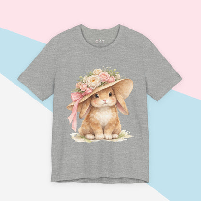 Floral Sun Hat Bunny Shirt | Cottagecore Southern Garden Tea Party Graphic Tee