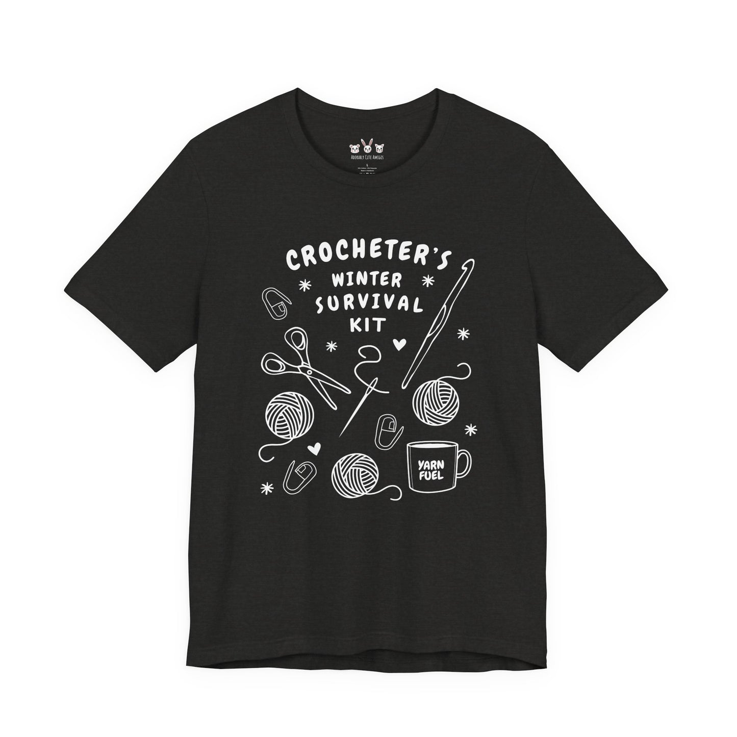 Funny Crochet Tee Shirt: "Crocheter's Winter Survival Kit"