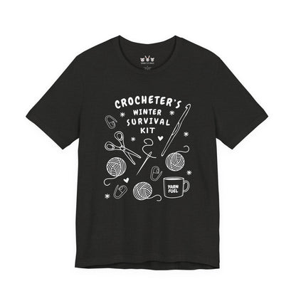 Funny Crochet Tee Shirt: "Crocheter's Winter Survival Kit"