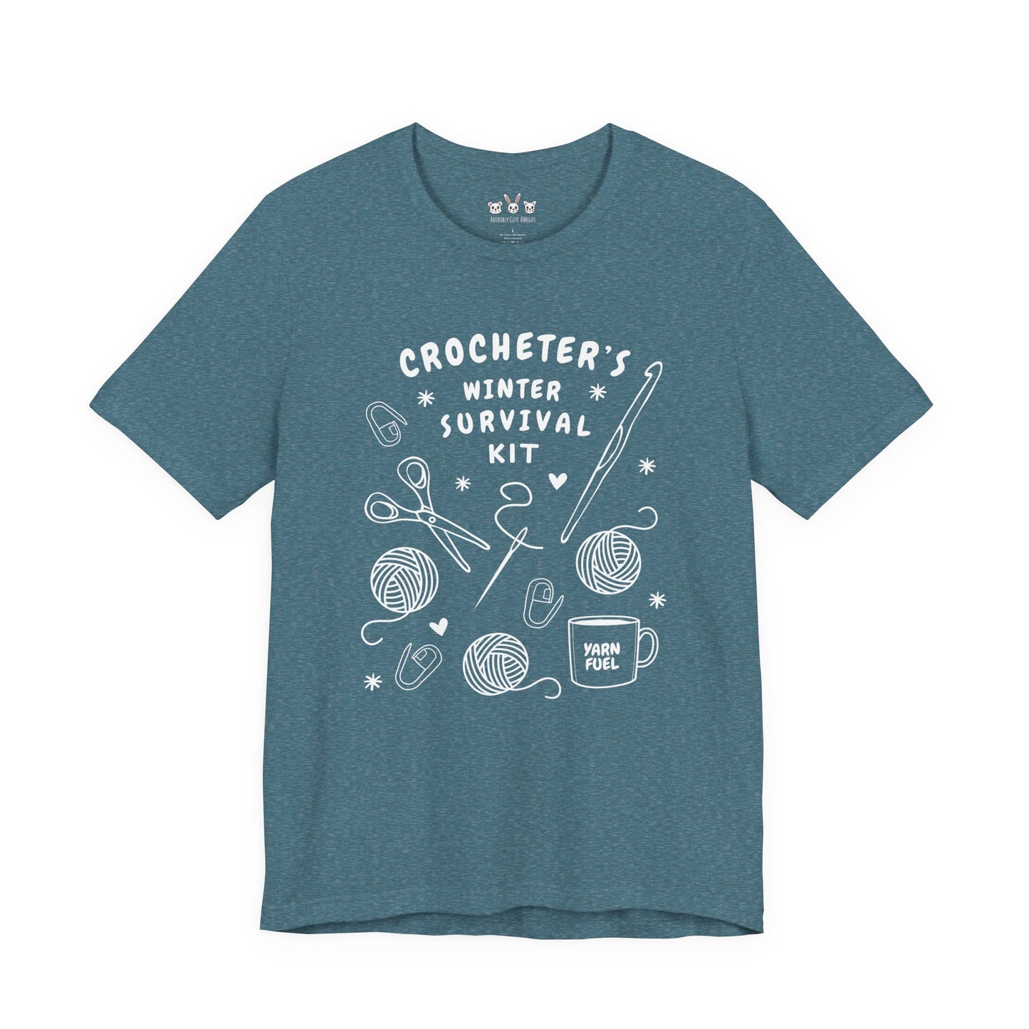 Funny Crochet Tee Shirt: "Crocheter's Winter Survival Kit"