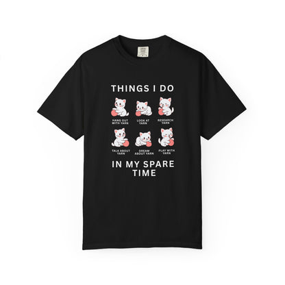 Funny Cute Cat Shirt | Spare Time Activities with Yarn Short Sleeve Tee