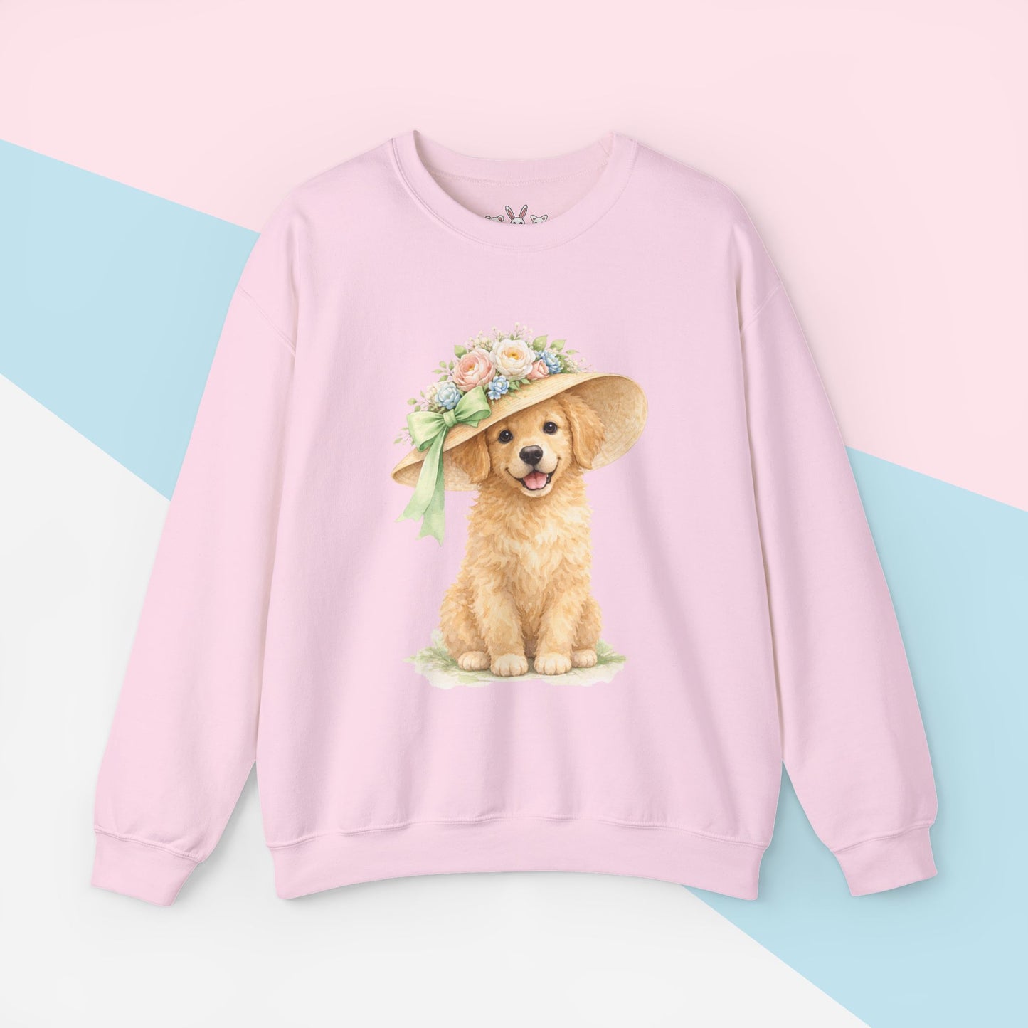 Floral Sun Hat Golden Retriever Dog Sweatshirt | Cottagecore Southern Garden Tea Party Graphic Shirt